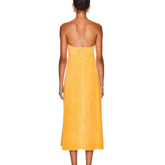 ❌SOLD❌Zimmermann Jeannie Terry Strapless Mustard Cotton-Blend Midi Dress Size XS - Picture 2 of 16